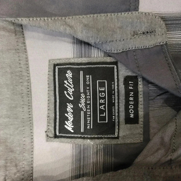 Modern Culture Button Shirt Gray Striped Long Sleeve Size Large NWT - Picture 2 of 8